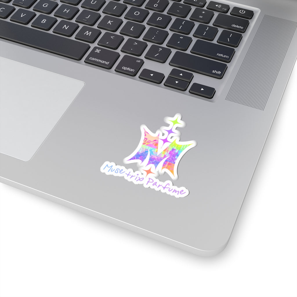 Iridescent MuseTrix Parfume Logo Sticker — Holographic Kiss-Cut Vinyl
