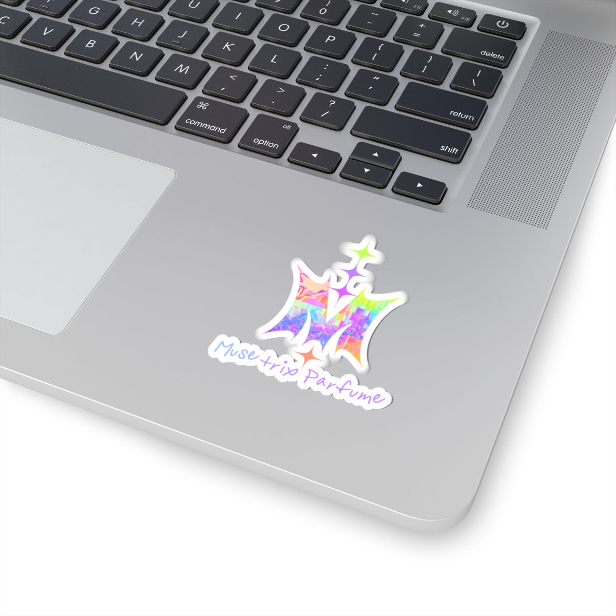Iridescent MuseTrix Parfume Logo Sticker — Holographic Kiss-Cut Vinyl