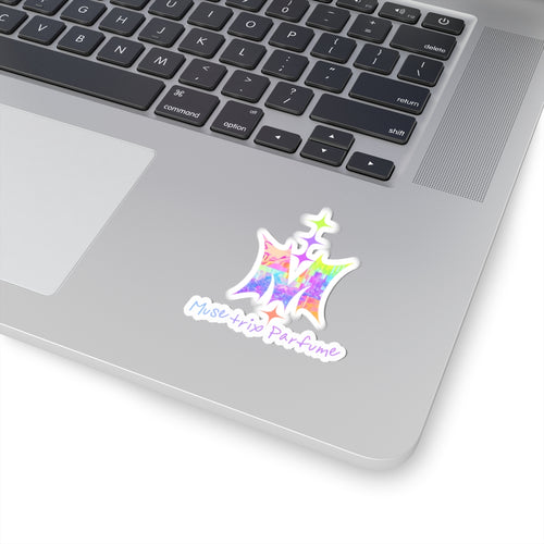 Iridescent MuseTrix Parfume Logo Sticker — Holographic Kiss-Cut Vinyl