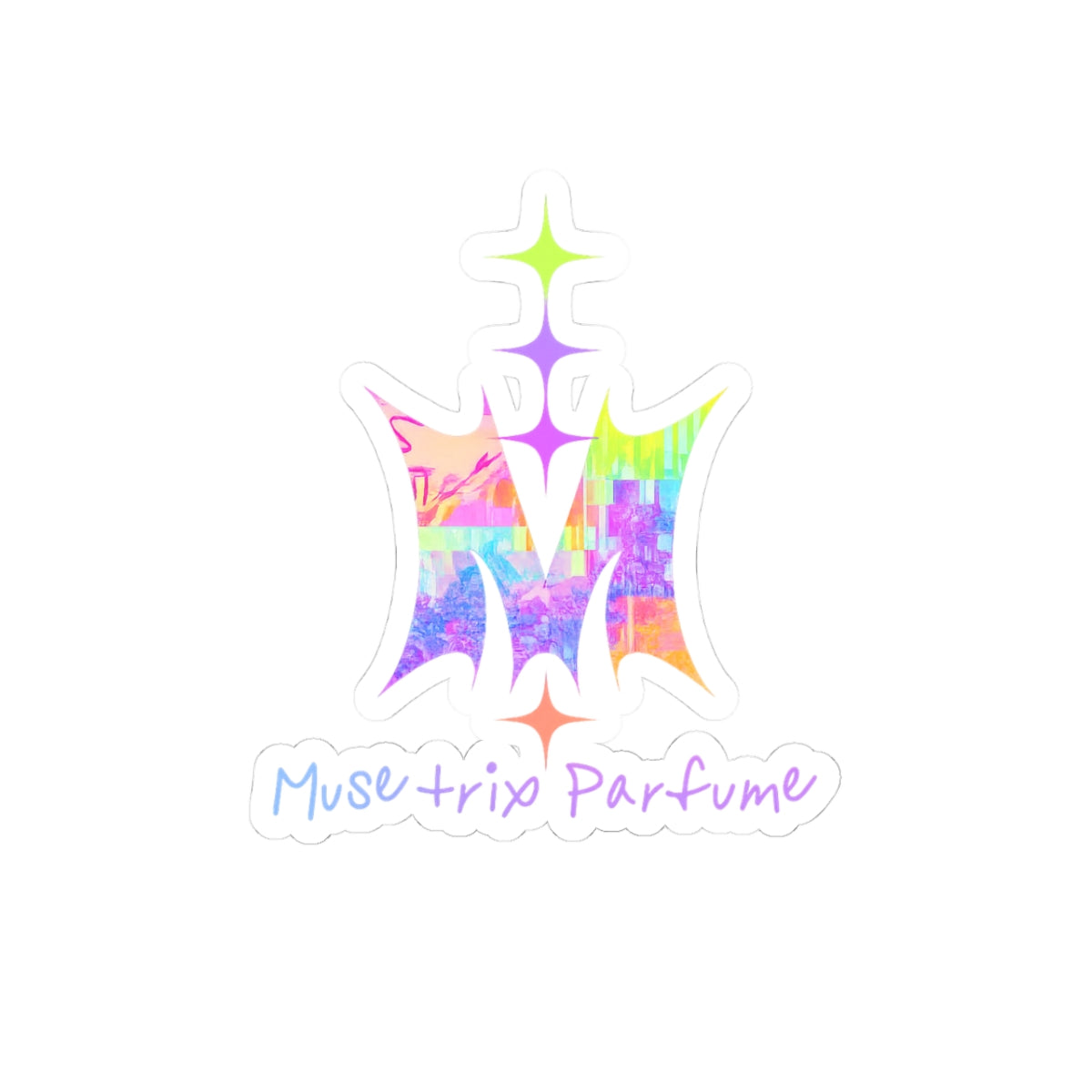 Iridescent MuseTrix Parfume Logo Sticker — Holographic Kiss-Cut Vinyl